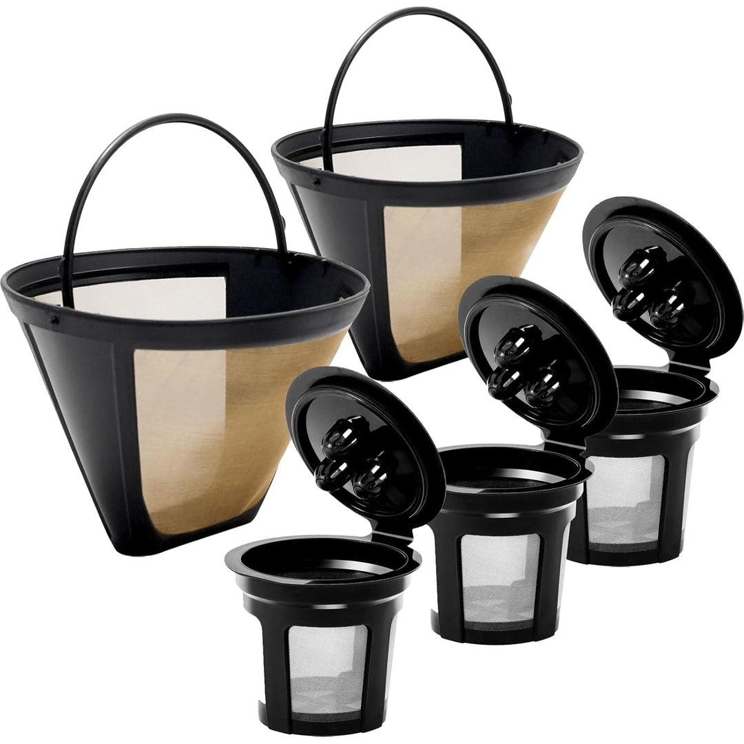 BRIKINTE Reusable Coffee Filter for Ninja Dual Brew Coffee Maker - 3 Pack K Cup Pods and 2 Pack Filter 4 for CFP301 CFP201 - Just Closeouts Canada Inc.