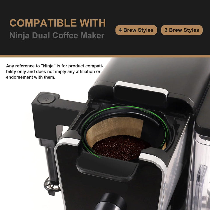 BRIKINTE Reusable Coffee Filter for Ninja Dual Brew Coffee Maker - 3 Pack K Cup Pods and 2 Pack Filter 4 for CFP301 CFP201 - Just Closeouts Canada Inc.