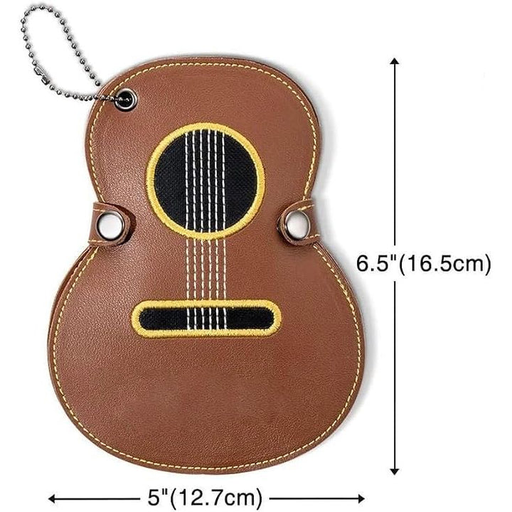 Brown Guitar-Shaped PU Leather Pick Holder Keychain, 17 Slots - Just Closeouts Canada Inc.X004LSAT0T