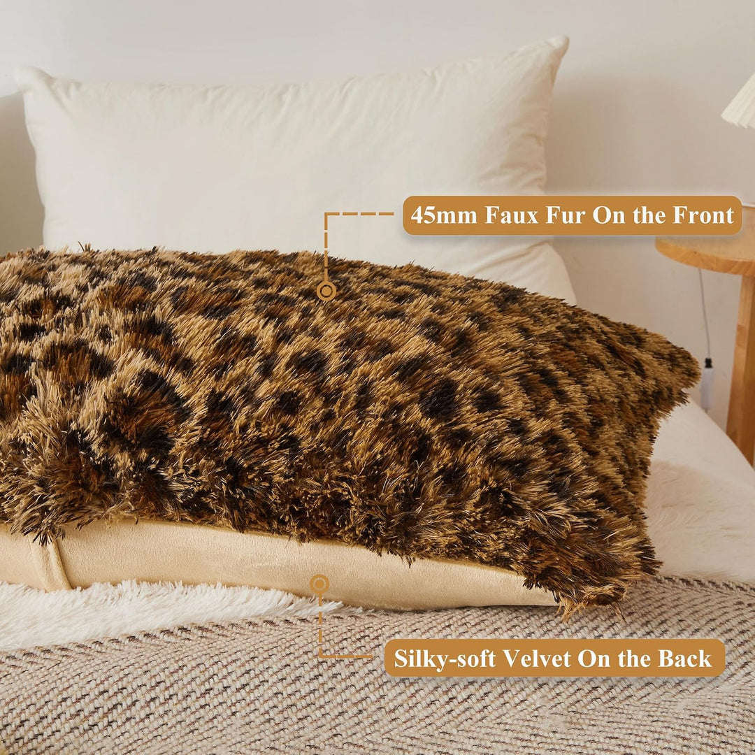 Brown Leopard-Print Faux Fur Body Pillow Cover, 20 × 54 in - Just Closeouts Canada Inc.X0047QCFXT