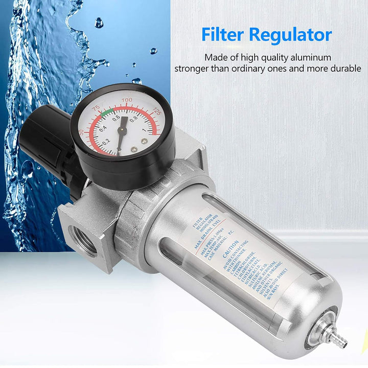 BSP 1/2-inch air filter regulator and water trap, view 2