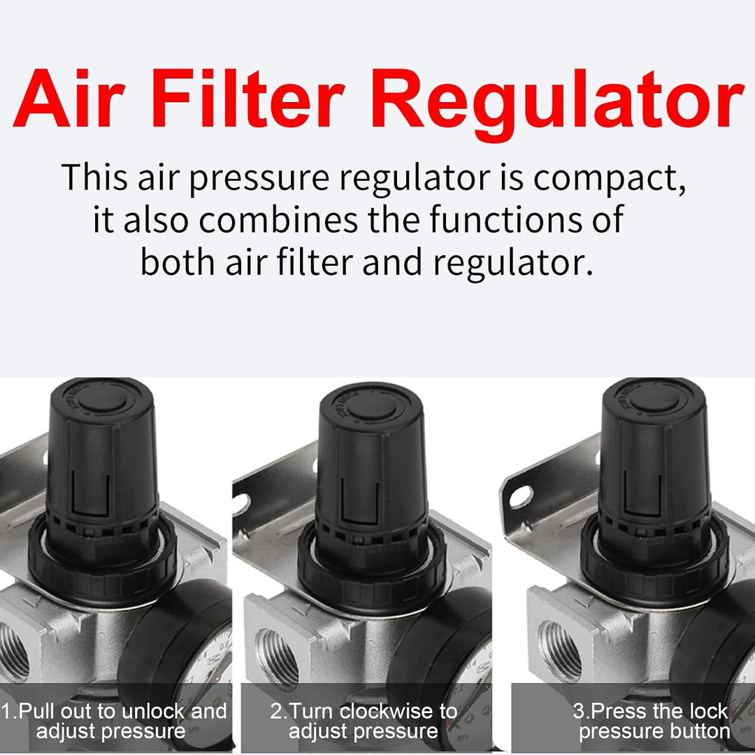 BSP 1/2-inch air filter regulator and water trap, view 3