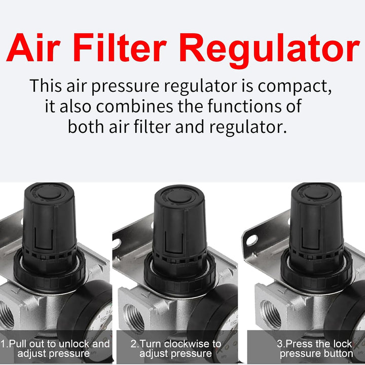 BSP 1/2-inch air filter regulator and water trap, view 3