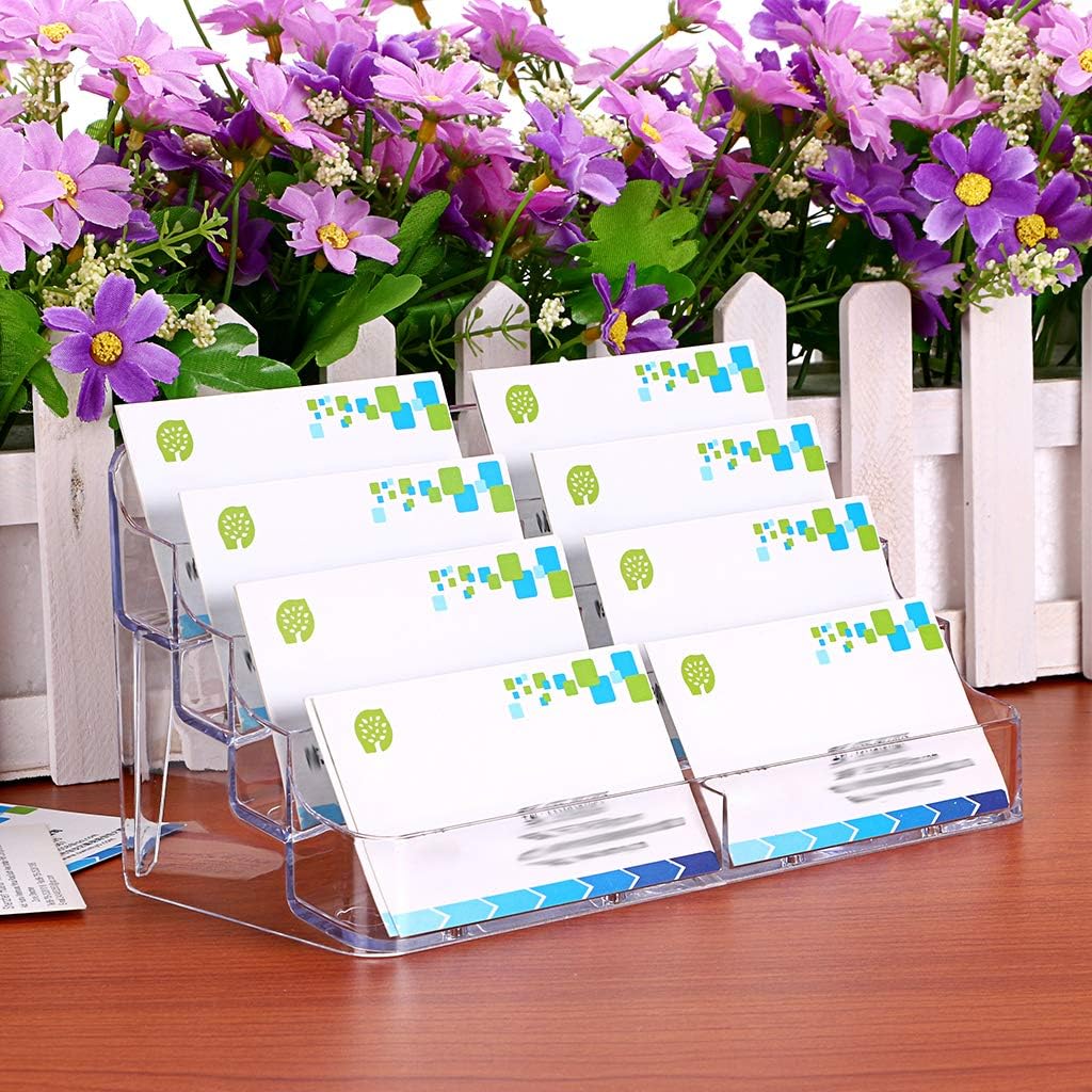 BTSKY 2Pcs 8 Pockets Acrylic Business Card Holder Stand Clear Boardgame Cards Holder Desktop Countertop Acrylic Card Filling Display - Just Closeouts Canada Inc.