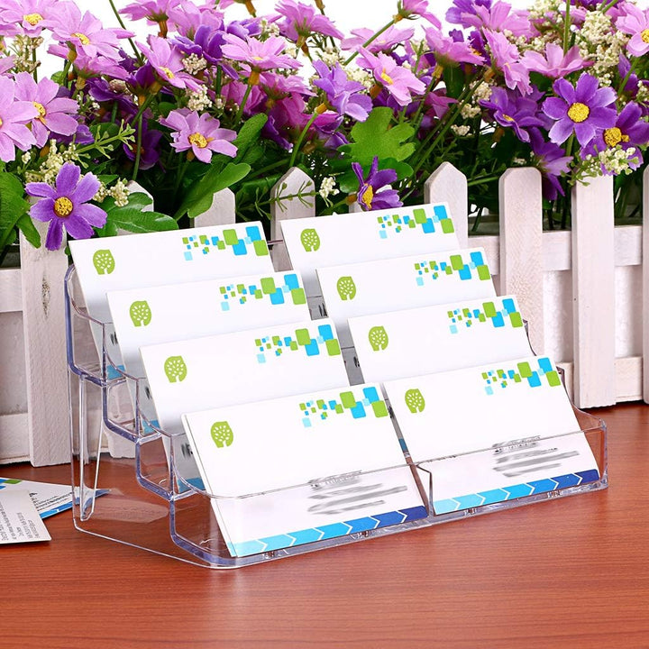 BTSKY 2Pcs 8 Pockets Acrylic Business Card Holder Stand Clear Boardgame Cards Holder Desktop Countertop Acrylic Card Filling Display - Just Closeouts Canada Inc.