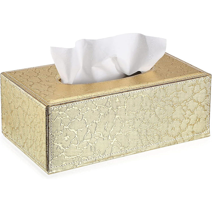BTSKY PU Leather Tissue Box Holder, Household Rectangular Facial Tissue Box Cover Napkin Holder Paper Case Dispenser for Home Office Car Countertop(Gold) - Just Closeouts Canada Inc.