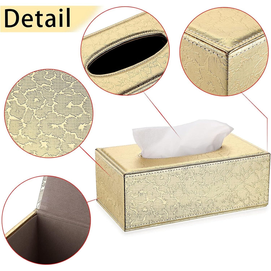 BTSKY PU Leather Tissue Box Holder, Household Rectangular Facial Tissue Box Cover Napkin Holder Paper Case Dispenser for Home Office Car Countertop(Gold) - Just Closeouts Canada Inc.