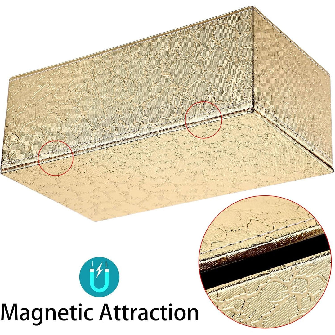 BTSKY PU Leather Tissue Box Holder, Household Rectangular Facial Tissue Box Cover Napkin Holder Paper Case Dispenser for Home Office Car Countertop(Gold) - Just Closeouts Canada Inc.