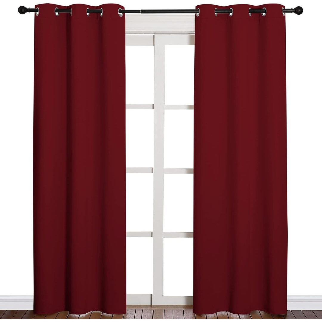 Burgundy Red Blackout Grommet Curtains, 42 x 84 in, 2 Panels - Just Closeouts Canada Inc.