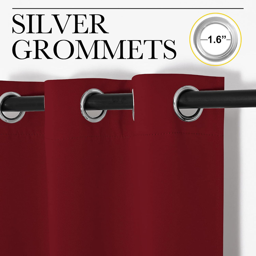 Burgundy Red Blackout Grommet Curtains, 42 x 84 in, 2 Panels - Just Closeouts Canada Inc.