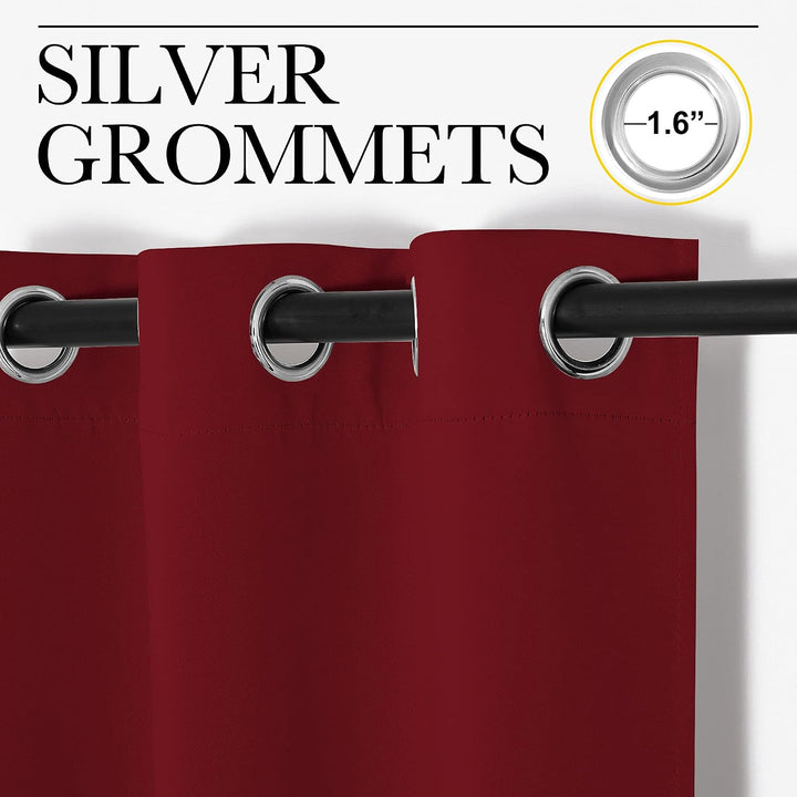 Burgundy Red Blackout Grommet Curtains, 42 x 84 in, 2 Panels - Just Closeouts Canada Inc.