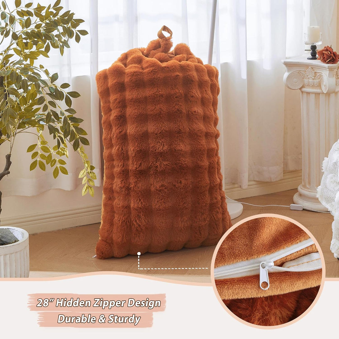 Burnt Orange 250L Faux Rabbit Fur Bean Bag Cover, 50 × 30 × 30 in (No Filler) - Just Closeouts Canada Inc.X004OVXRJN