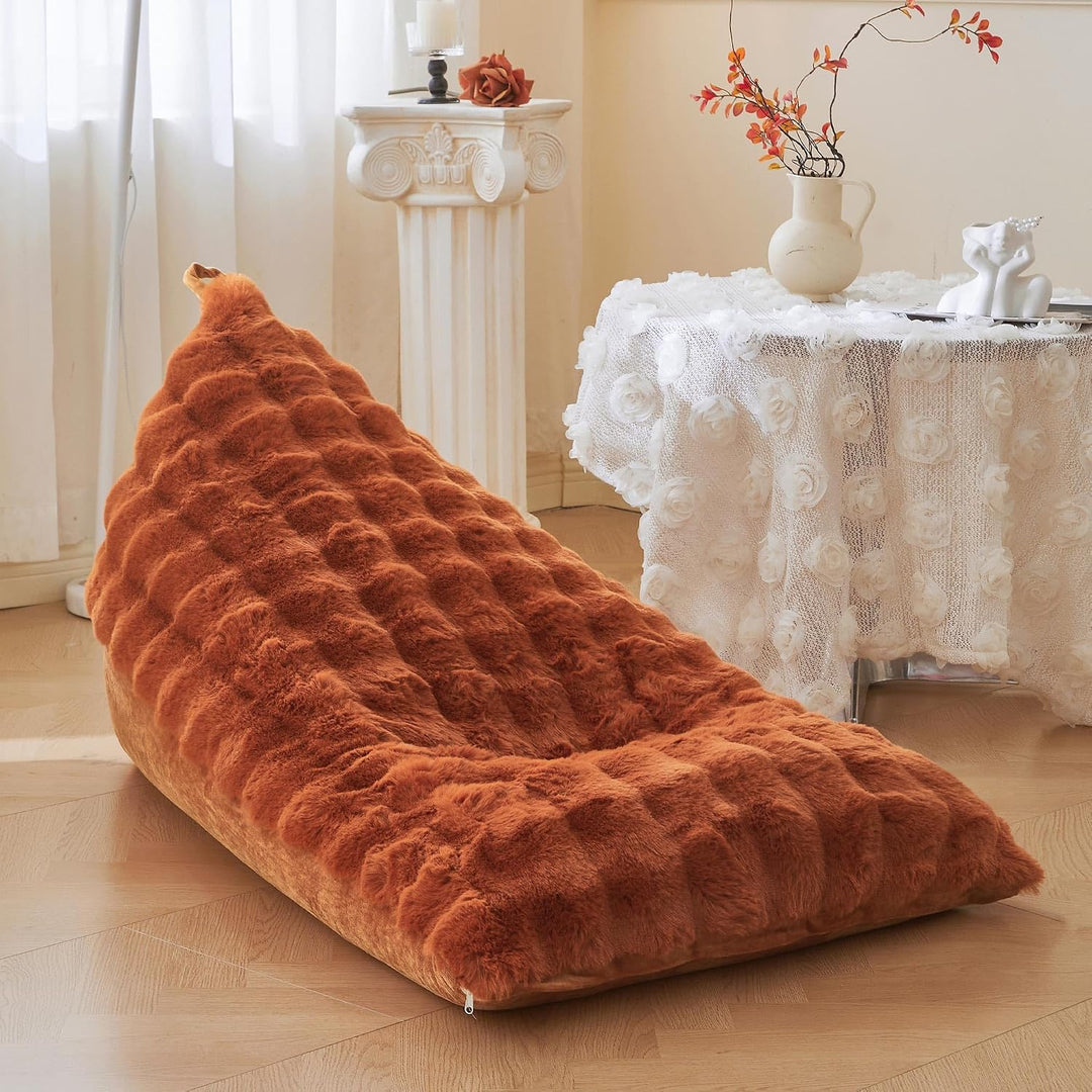 Burnt Orange 250L Faux Rabbit Fur Bean Bag Cover, 50 × 30 × 30 in (No Filler) - Just Closeouts Canada Inc.X004OVXRJN