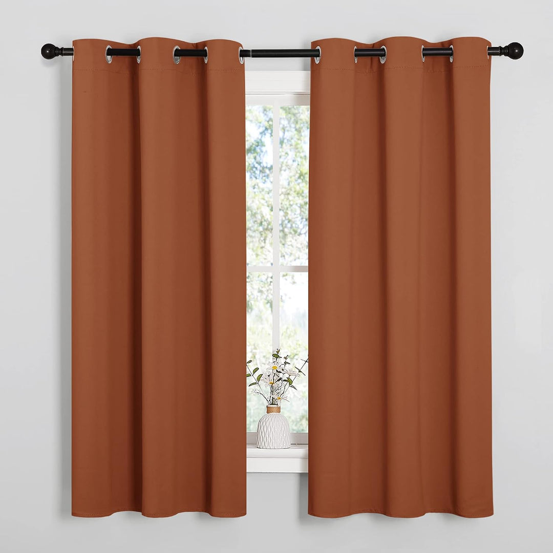 Burnt Orange Blackout Grommet Curtains, 42 x 63 in, 2 Panels - Just Closeouts Canada Inc.