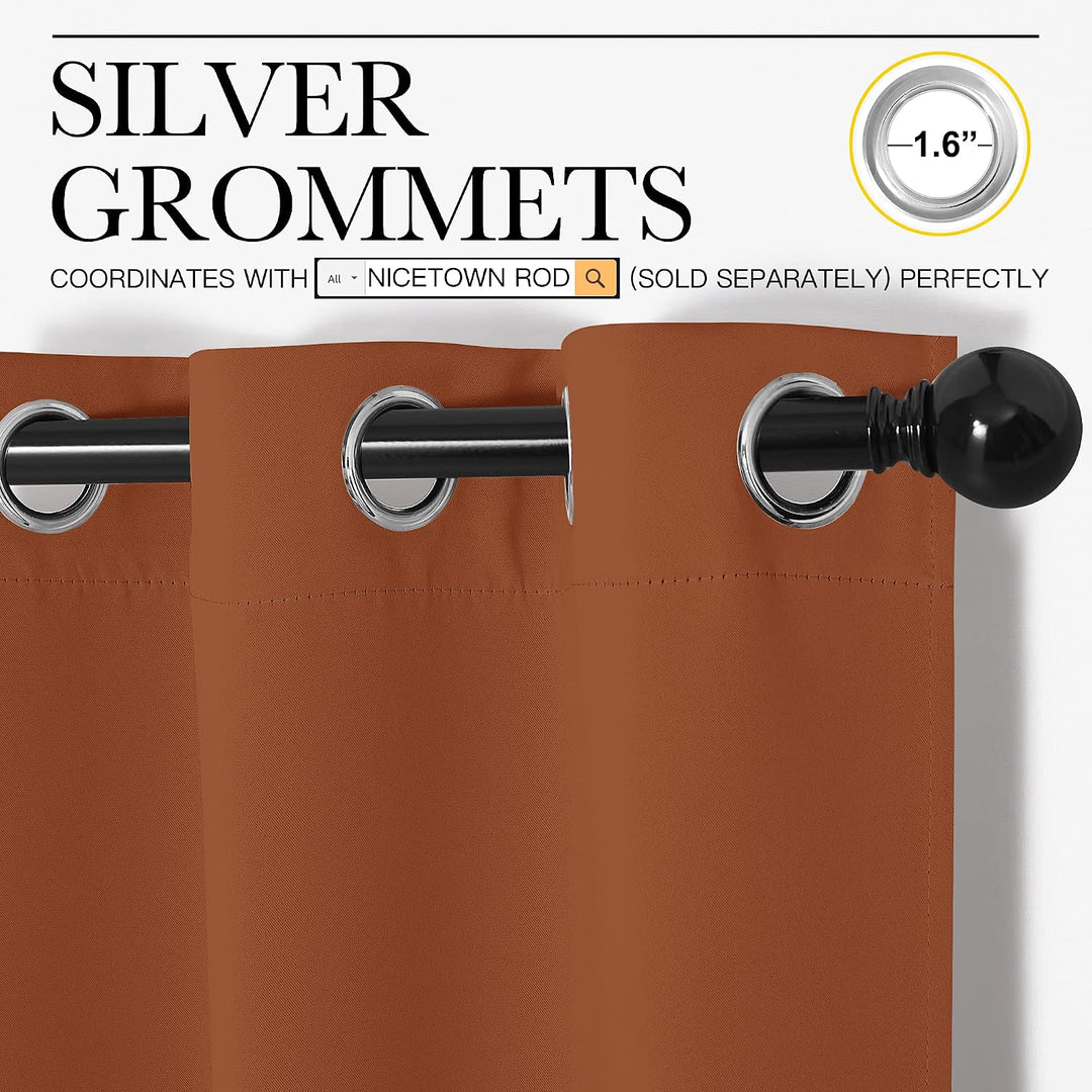 Burnt Orange Blackout Grommet Curtains, 42 x 63 in, 2 Panels - Just Closeouts Canada Inc.