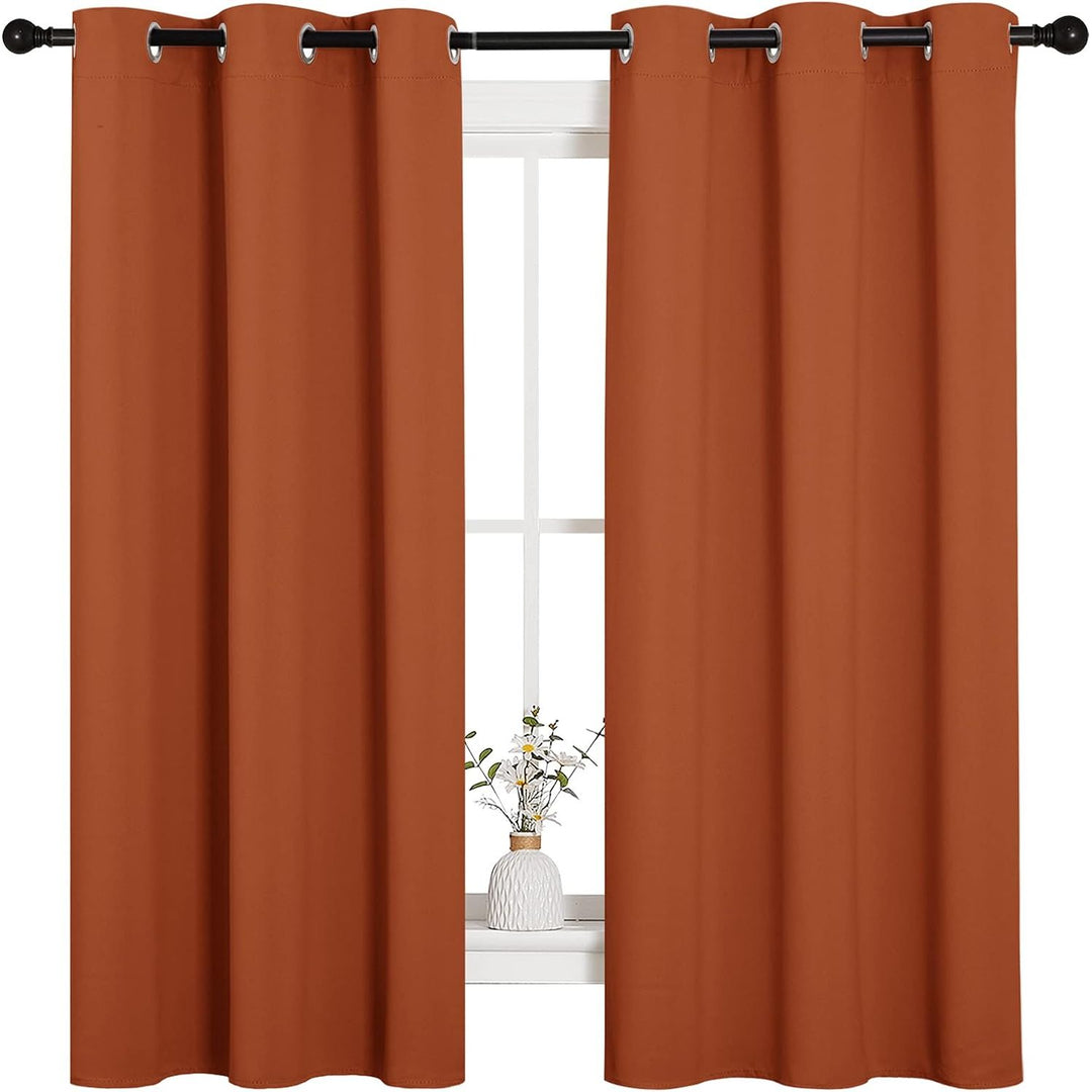 Burnt Orange Blackout Grommet Curtains, 42 x 63 in, 2 Panels - Just Closeouts Canada Inc.