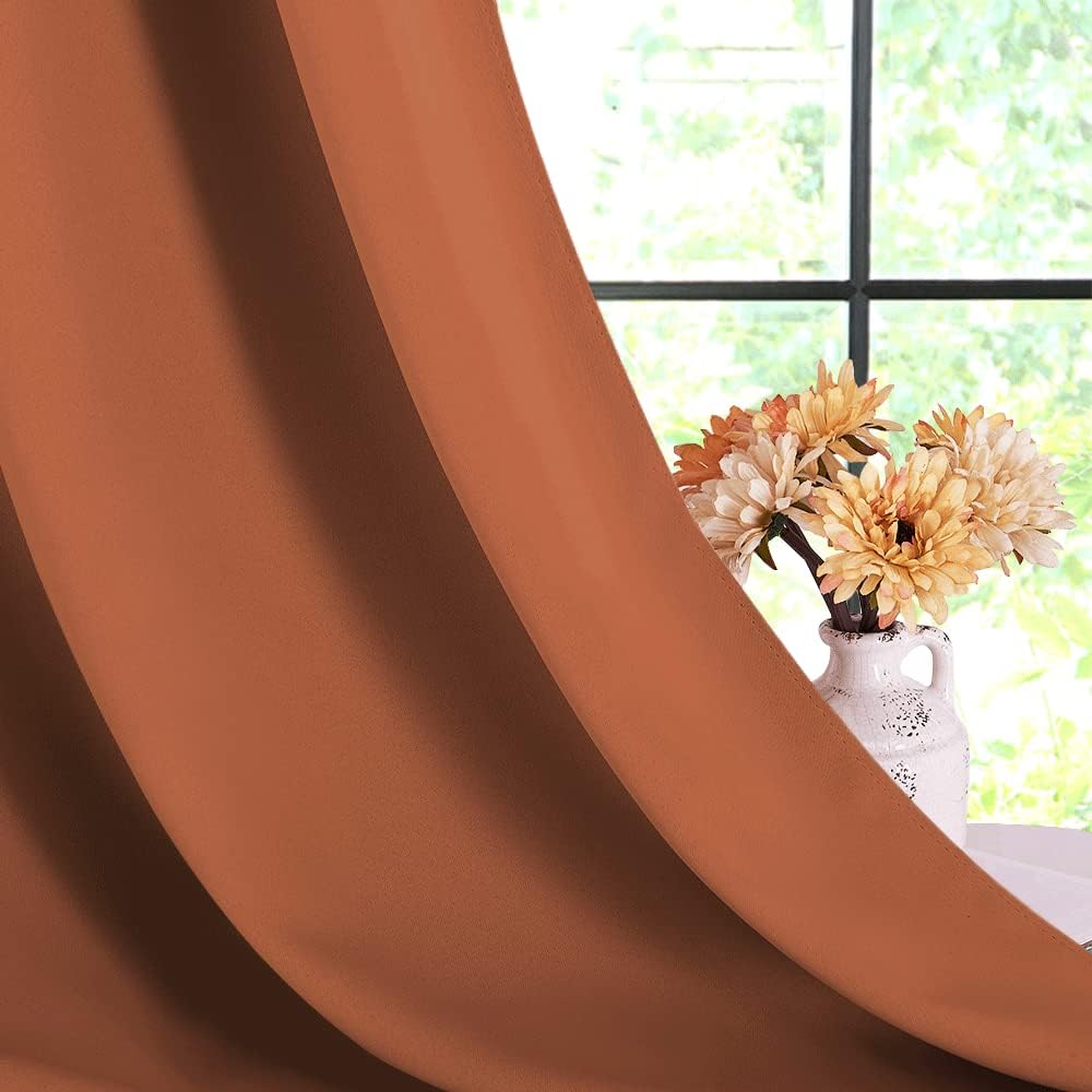 Burnt Orange Blackout Grommet Curtains, 42 x 72 in, 2 Panels - Just Closeouts Canada Inc.
