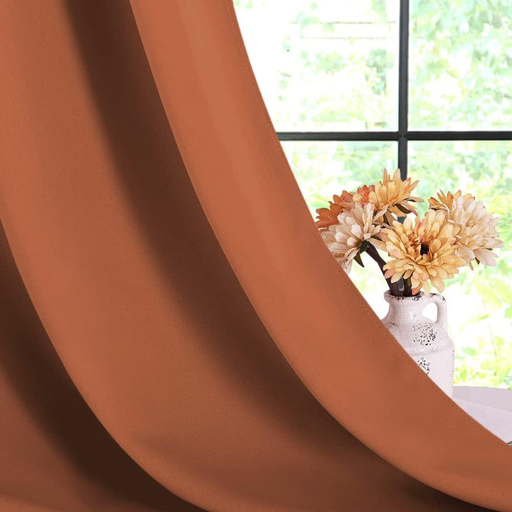 Burnt Orange Blackout Grommet Curtains, 42 x 72 in, 2 Panels - Just Closeouts Canada Inc.