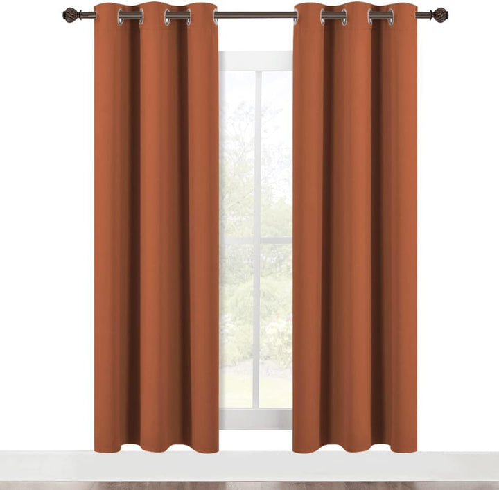 Burnt Orange Blackout Grommet Curtains, 42 x 72 in, 2 Panels - Just Closeouts Canada Inc.