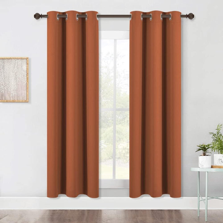 Burnt Orange Blackout Grommet Curtains, 42 x 72 in, 2 Panels - Just Closeouts Canada Inc.