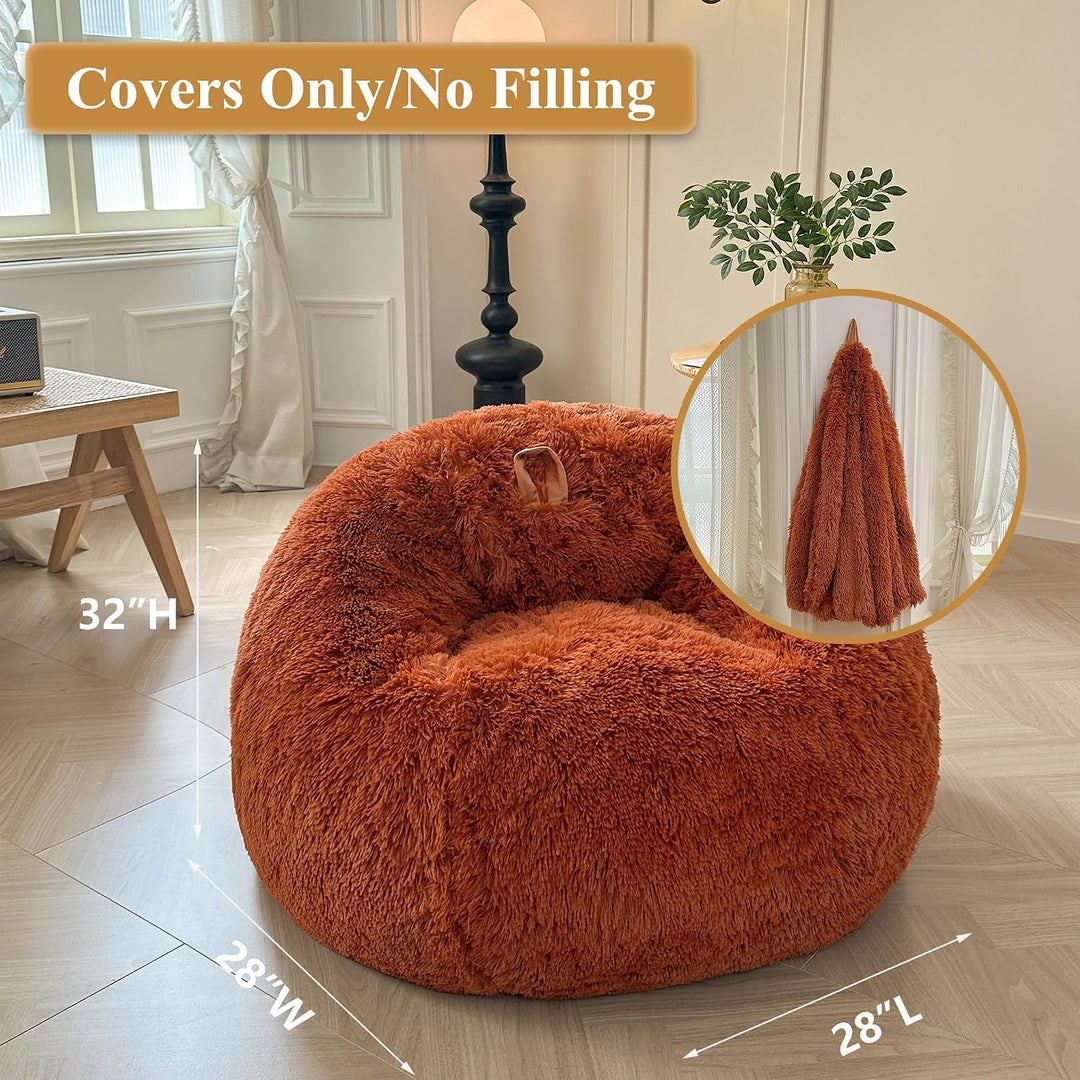 Burnt Orange Kids' Plush Faux Fur Bean Bag Cover, 28 × 28 × 32 in (No Filler) - Just Closeouts Canada Inc.X004LDJLPN