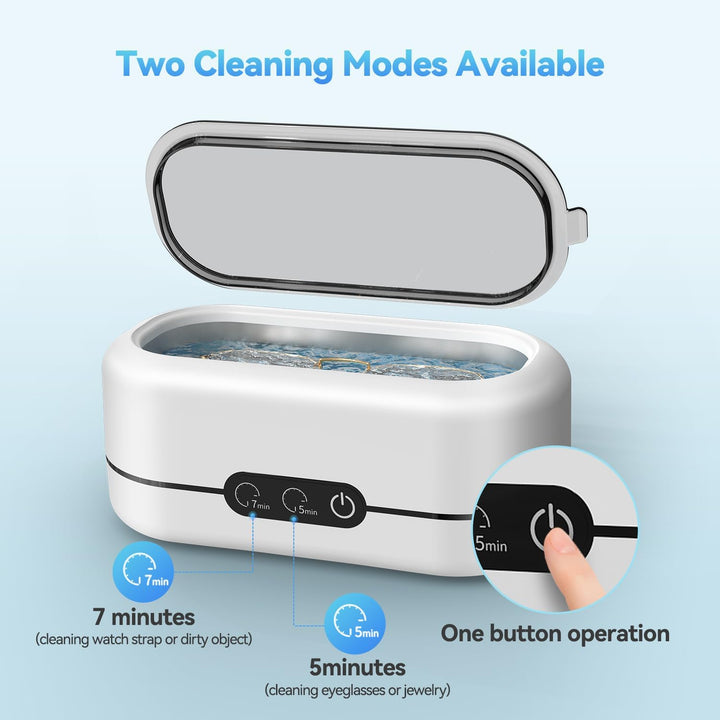 BYASKZIV Ultrasonic Jewelry Cleaner, 48KHz Ultrasonic Cleaner Machine with Dual Cleaning Modes for Jewelry, Eyeglasses, Rings, Watch Strap - 304 Stainless Steel Tank - Just Closeouts Canada Inc.