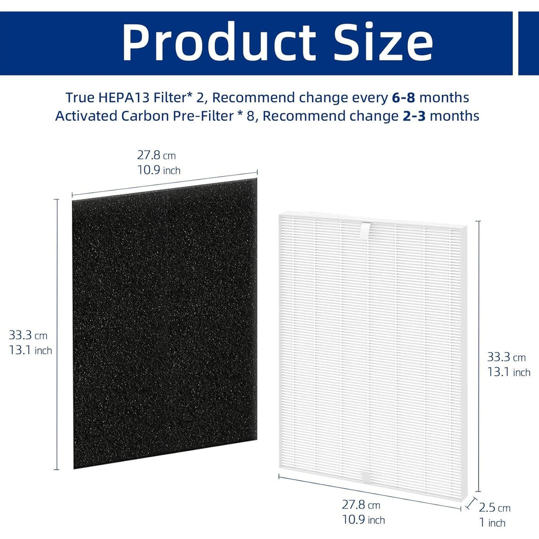 C545 Replacement Filter S Compatible with Winix C545, B151, P150, 9300 Air Purifier - 2 True HEPA Filters + 8 Activated Carbon Pre - Filters - Compare to Part  1712 - 0096 - 00, 2522 - 0058 - 00 - Just Closeouts Canada Inc.