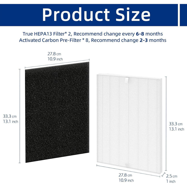 C545 Replacement Filter S Compatible with Winix C545, B151, P150, 9300 Air Purifier - 2 True HEPA Filters + 8 Activated Carbon Pre - Filters - Compare to Part  1712 - 0096 - 00, 2522 - 0058 - 00 - Just Closeouts Canada Inc.