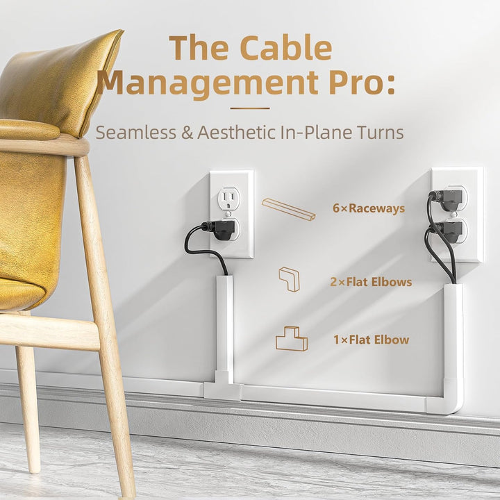 Cable Management Concealer, 85in Cord Cable Organizer, One - Cord Cord Covers for Wall, Paintable Cord Cable Hider, Cable Cover Raceway, Wire Hider Covers for Wall, 6xL14.2 W0.59 H0.4in, White - Just Closeouts Canada Inc.X0034J9LXR