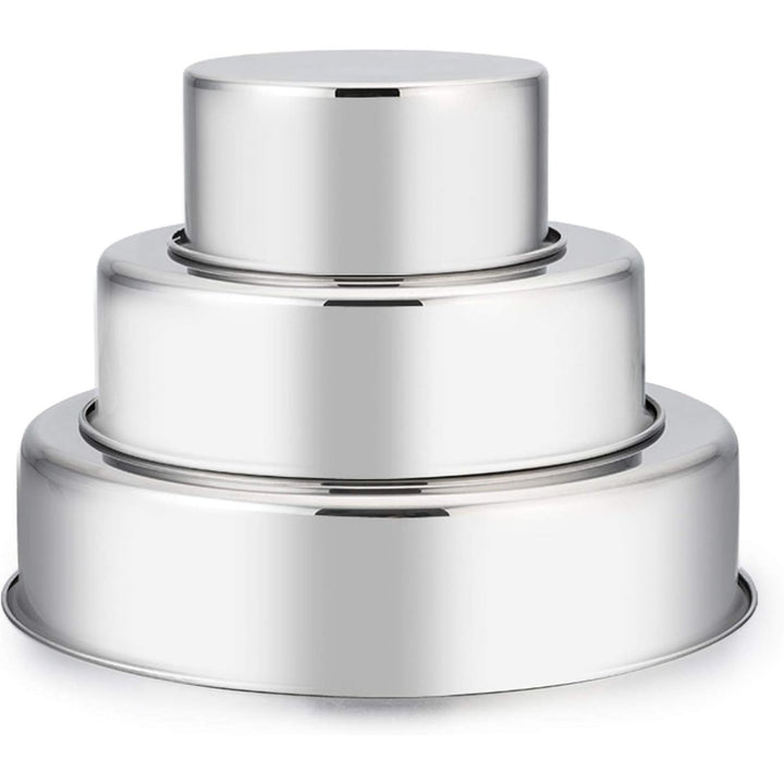 Cake Pan Set of 3 (4 inch/6 inch/8 inch), E - far Stainless Steel Small Round Layer Cake Baking Pans, Perfect for Tier Smash Cake, Non - Toxic & Healthy, Mirror Finish & Dishwasher Safe - Just Closeouts Canada Inc.