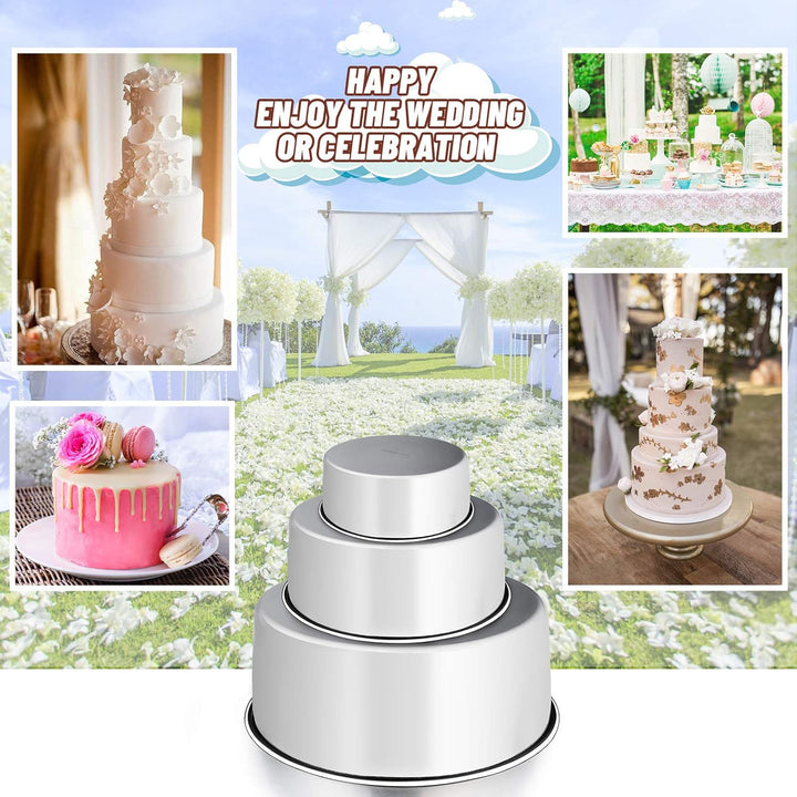 Cake Pans Set of 3 (4’’/6’’/8’’), E - far Stainless Steel Round Cake Baking Pans, Deep Metal Cake Tins for Small Layer Cake Wedding Birthday, Non - Toxic & Dishwasher Safe, Mirror Finish & Straight Side - Just Closeouts Canada Inc.
