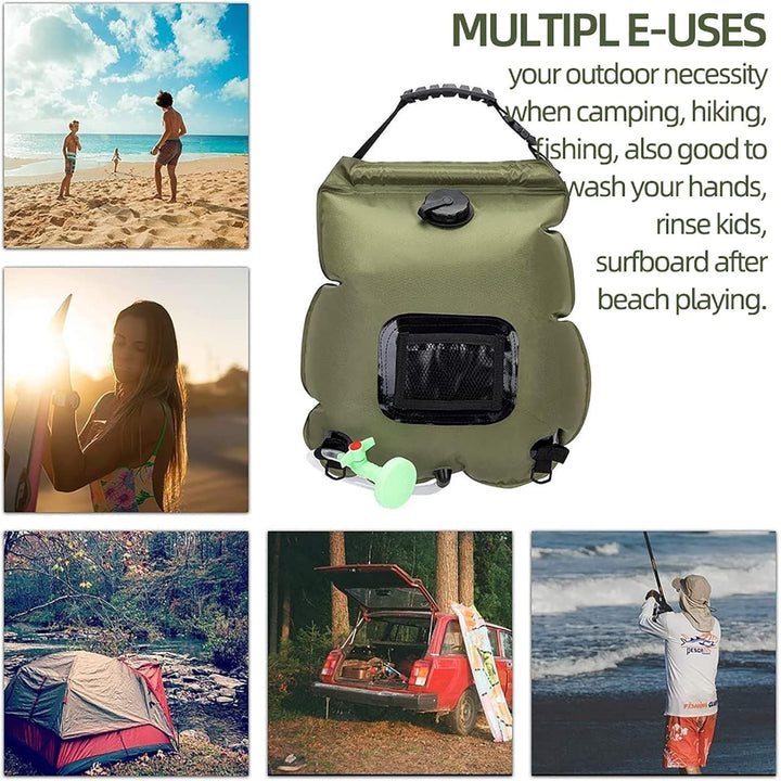 Camping SolarHeating Shower Bag Outdoor Portable Solar Shower Bath Bag for Camping Beach Swimming Outdoor Traveling Hiking - Blue - Just Closeouts Canada Inc.