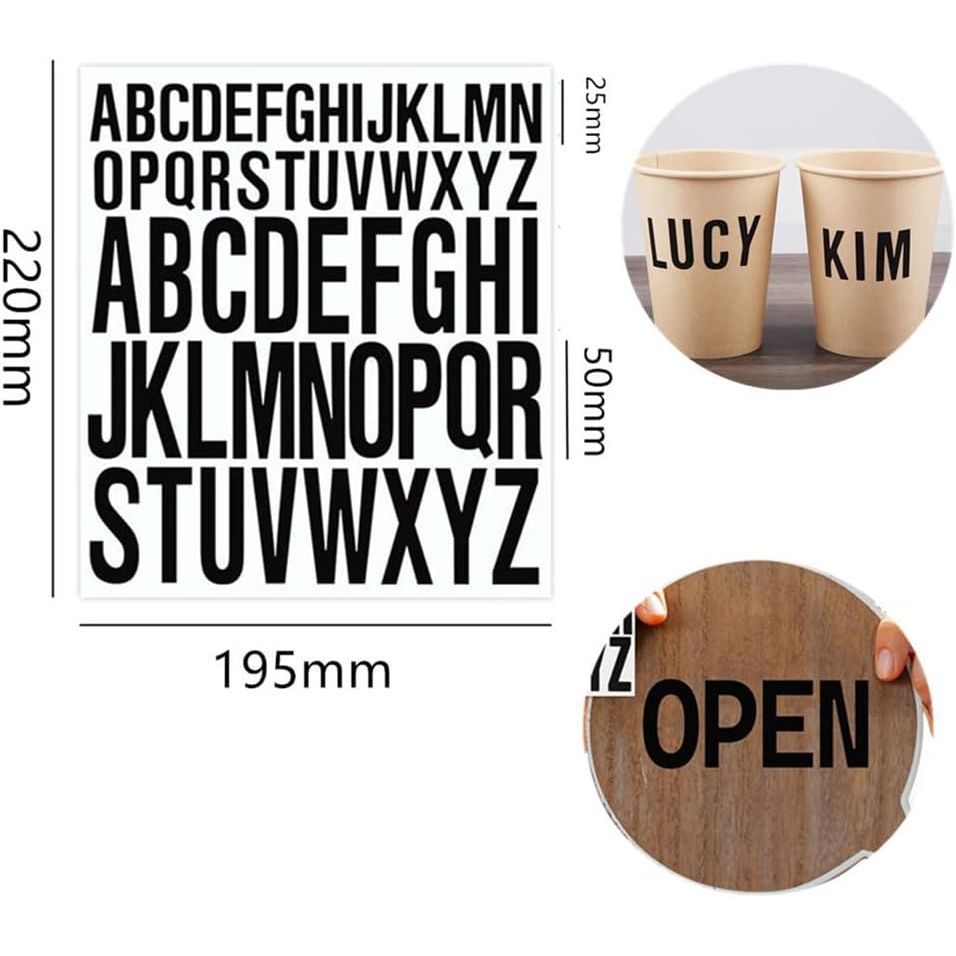 Capital Letter Stickers, 10 Sheet Letter Stickers, Waterproof Capital Vinyl Alphabet Stickers Large Small Self Adhesive for Scrapbooking Mailboxes Car Crafts(Black) - Just Closeouts Canada Inc.