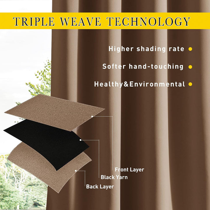 Cappuccino Waterproof Outdoor Curtains, 84 x 95 in, 2 Panels - Just Closeouts Canada Inc.