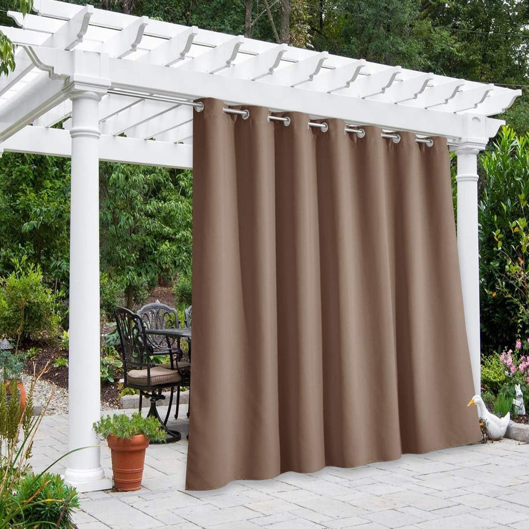 Cappuccino Waterproof Outdoor Grommet Curtain, 100 x 96 in, 1 Panel - Just Closeouts Canada Inc.