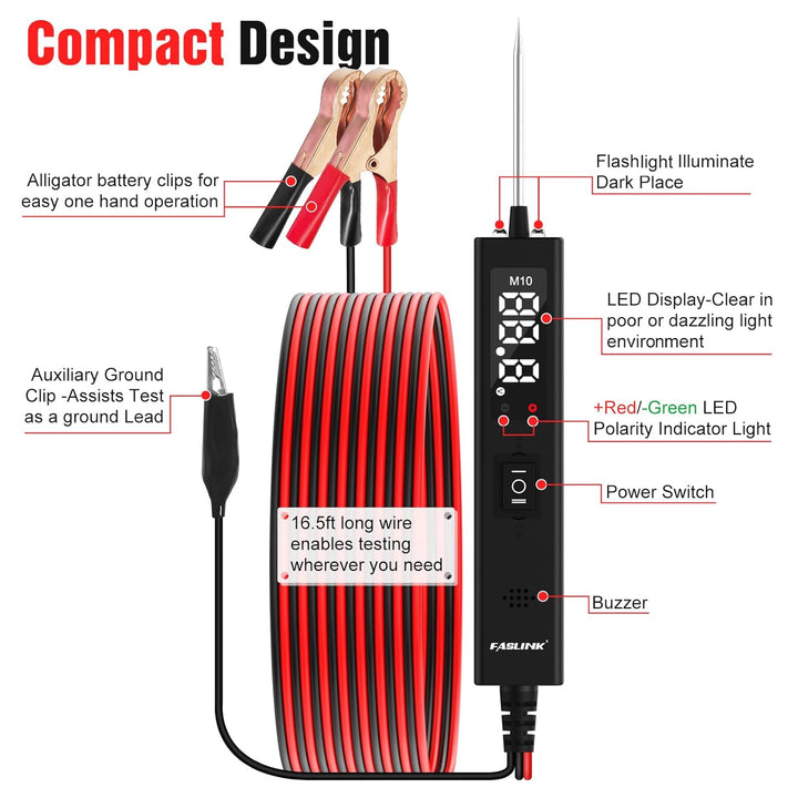 Car Circuit Tester,12V & 24V DC Automotive Test Light,LED Power Circuit Probe Tester Fuse Tester Voltage Tester Short Circuit Finder Component Activation Continuity Tester - Just Closeouts Canada Inc.