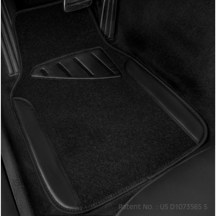 CAR PASS Waterproof Universal Fit Car Floor Mats, Faux Leather Car Carpet Mats with Anti - Slip Nibbs Backing & Driver Heel Pad Fit for SUV,Vans,sedans, Trucks,Set of 4pcs(All Black) - Just Closeouts Canada Inc.