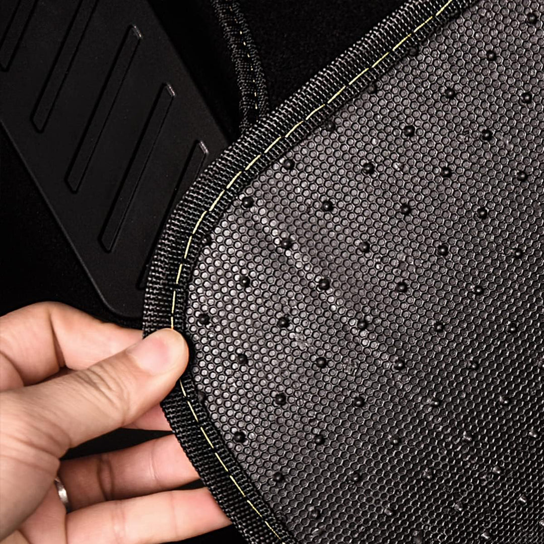 CAR PASS Waterproof Universal Fit Car Floor Mats, Faux Leather Car Carpet Mats with Anti - Slip Nibbs Backing & Driver Heel Pad Fit for SUV,Vans,sedans, Trucks,Set of 4pcs(All Black) - Just Closeouts Canada Inc.