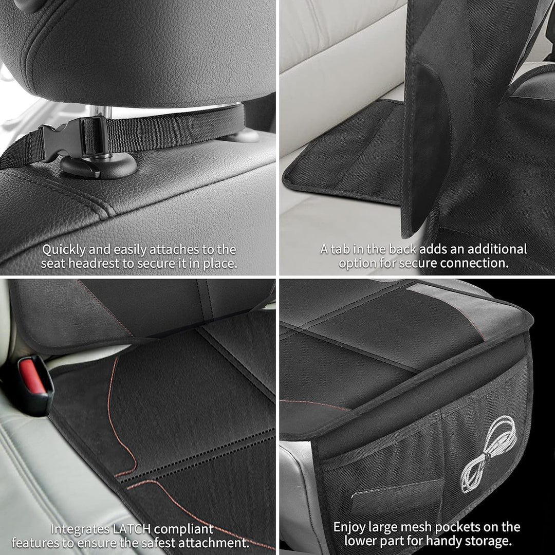 Car Seat Protector with Thickest Padding,Waterproof 600D Fabric Child Baby Seat Protector with Storage Pockets,Non - Slip Pets Cover Leather Reinforced Vehicle Seat 2 Pack - Just Closeouts Canada Inc.