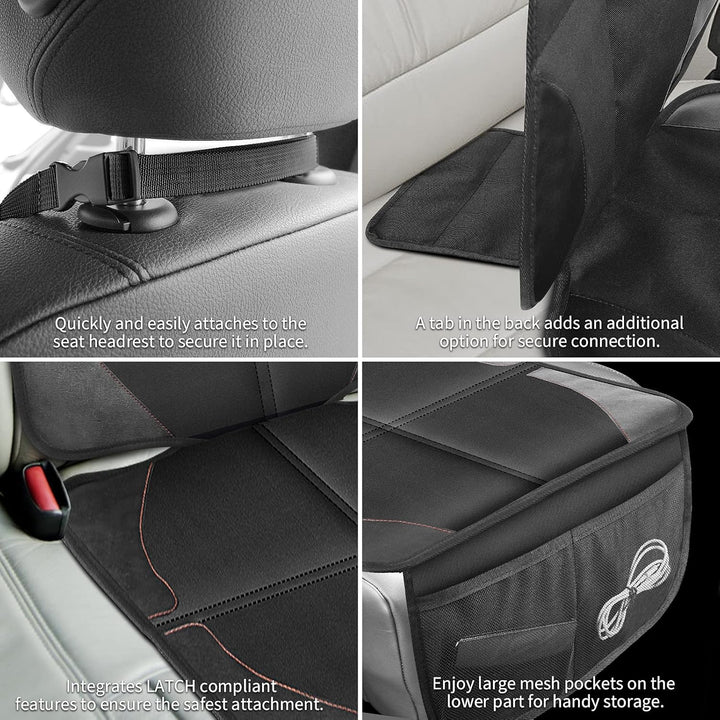 Car Seat Protector with Thickest Padding,Waterproof 600D Fabric Child Baby Seat Protector with Storage Pockets,Non - Slip Pets Cover Leather Reinforced Vehicle Seat 2 Pack - Just Closeouts Canada Inc.