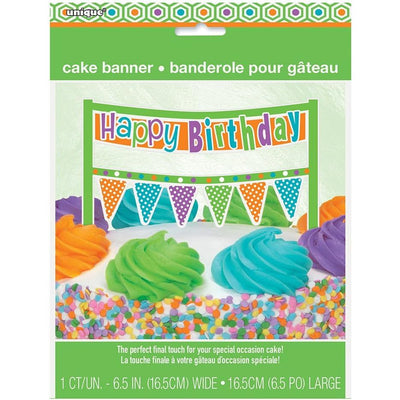 Cardboard Citrus Polka Dot Birthday Cake Bunting Topper - Just Closeouts Canada Inc.011179421343