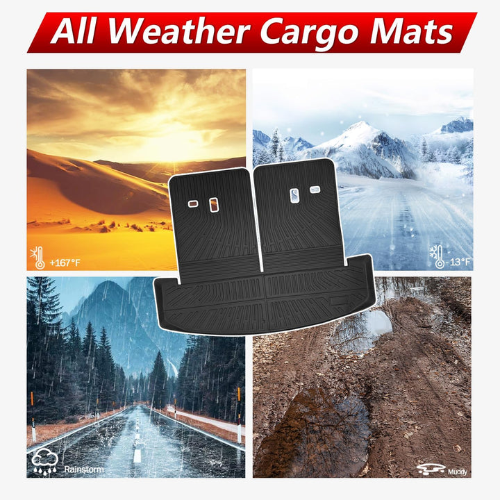 Cargo Mat for Hyundai Santa Fe 2024 2025 Accessories Cargo Mat Seat Backrest 2 in 1 Mat All-Weather TPE Black Trunk Cargo Liner for Hyundai Santa Fe 2024 2025 Accessories - Just Closeouts Canada Inc.