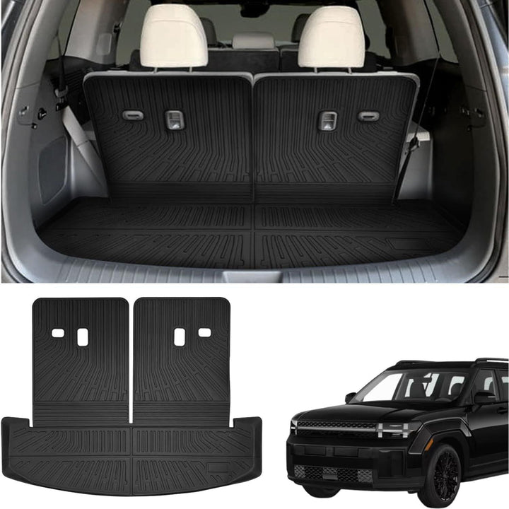 Cargo Mat for Hyundai Santa Fe 2024 2025 Accessories Cargo Mat Seat Backrest 2 in 1 Mat All-Weather TPE Black Trunk Cargo Liner for Hyundai Santa Fe 2024 2025 Accessories - Just Closeouts Canada Inc.