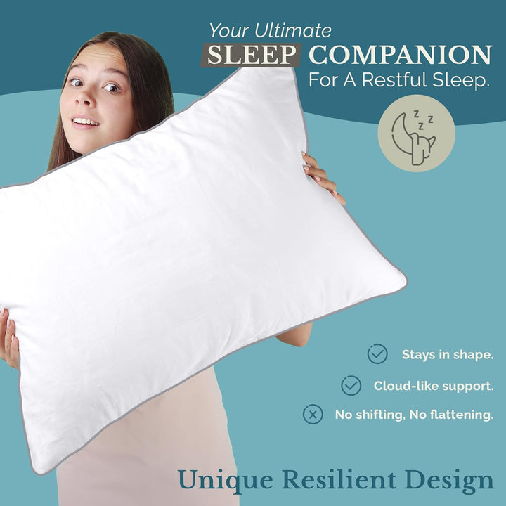 Casa Platino Bed Pillows Standard Size 4 Pack (20x26) - Down Alternative Sleeping Pillows, Hotel Quality, Hypoallergenic & Supportive for Side & Back Sleepers - Just Closeouts Canada Inc.