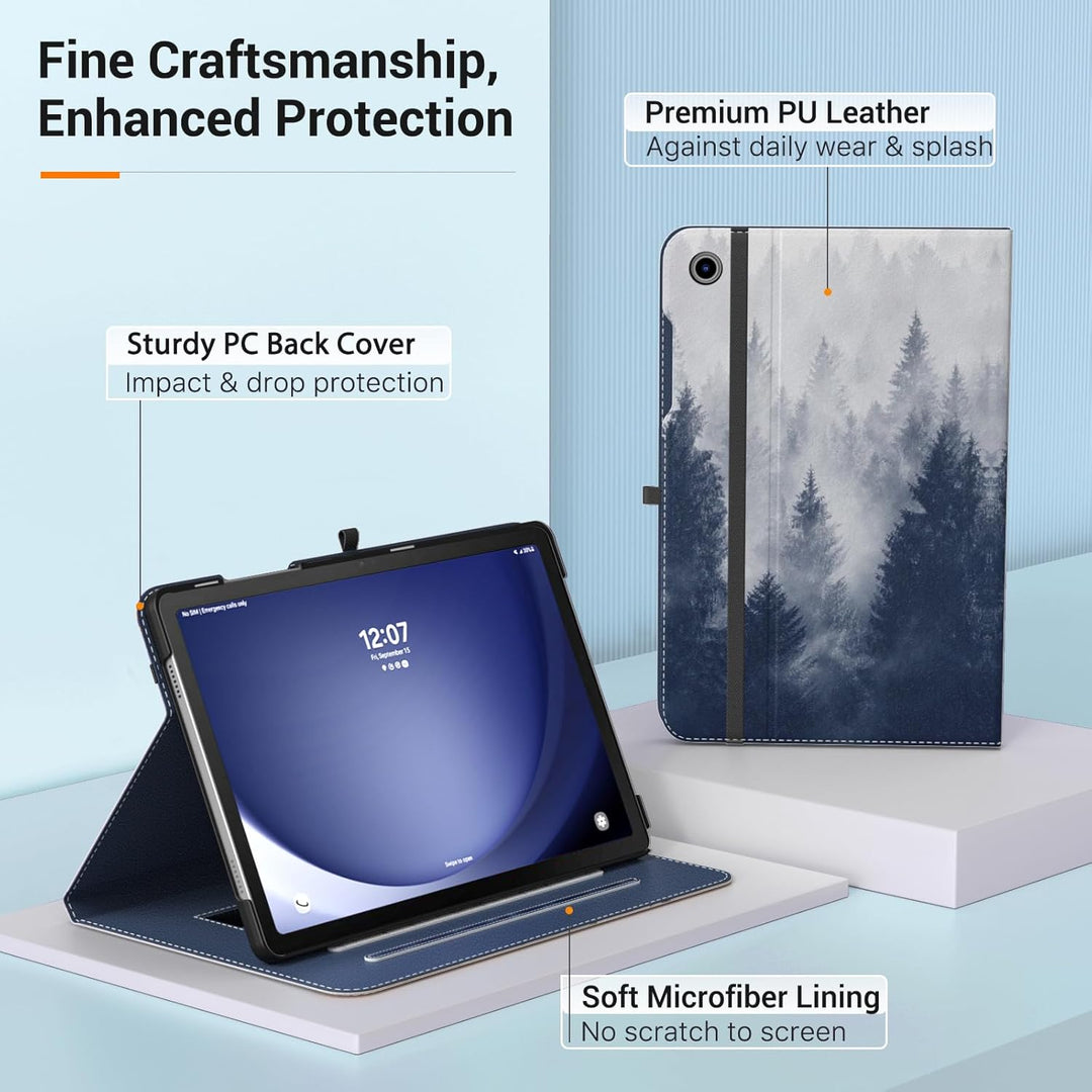Case for Samsung Galaxy Tab A9 Plus 11" 2023 (SM - X210/SM - X216/SM - X218), PU Leather Multi - Angle Viewing Folding Stand Cover Case with Hand Strap, Front Pocket, Auto Wake/Sleep, Gray Forest - Just Closeouts Canada Inc.