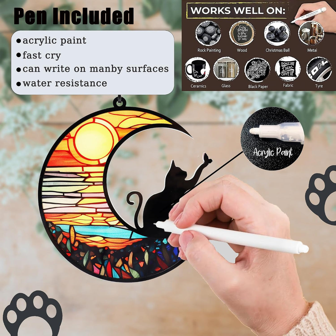 Cat-on-moon memorial hanging ornament, view 2