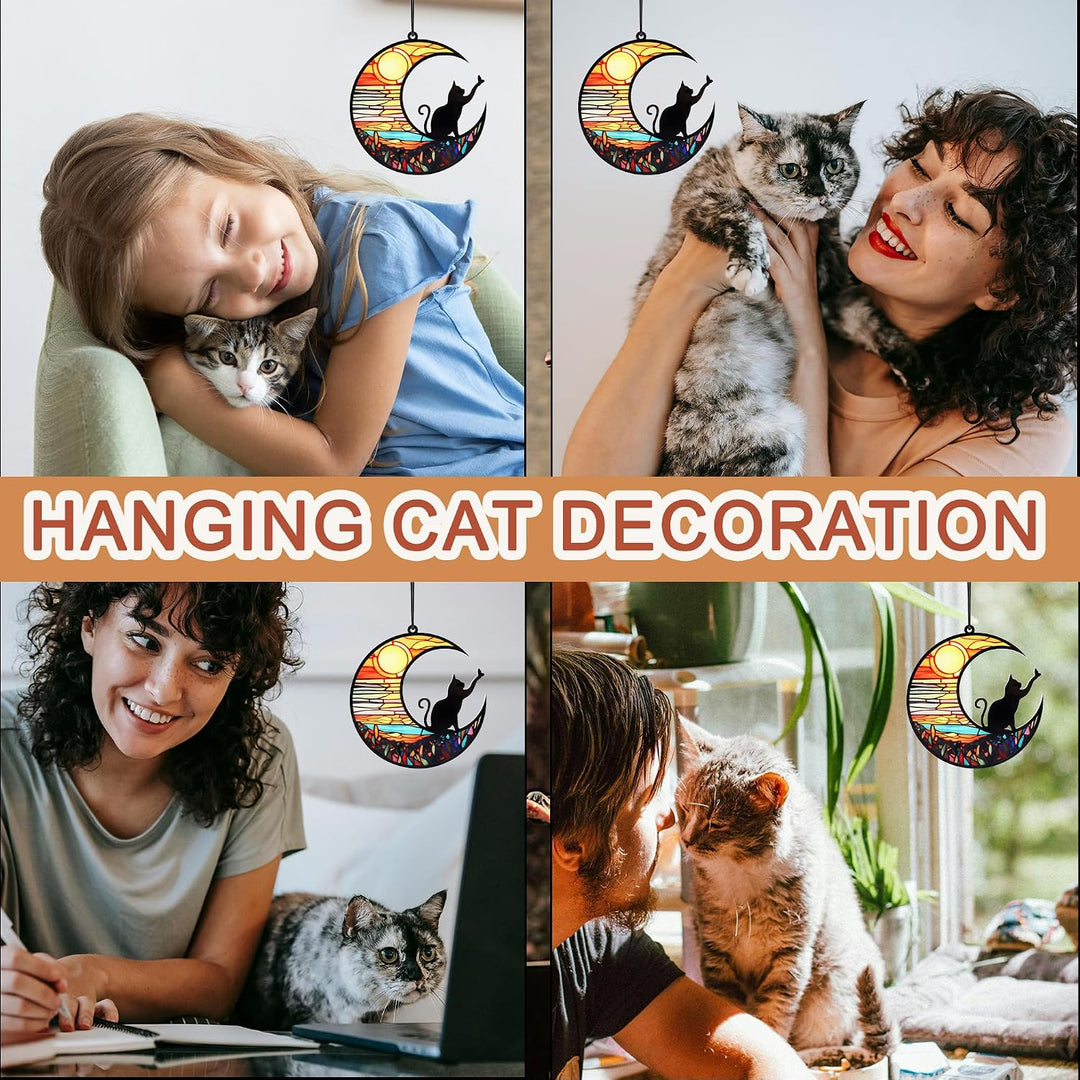Cat-on-moon memorial hanging ornament, view 4
