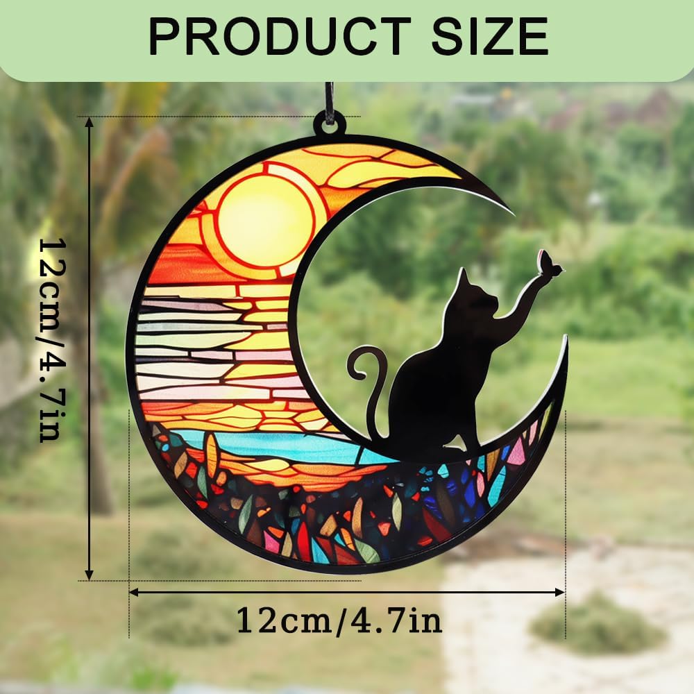 Cat-on-moon memorial hanging ornament, view 6