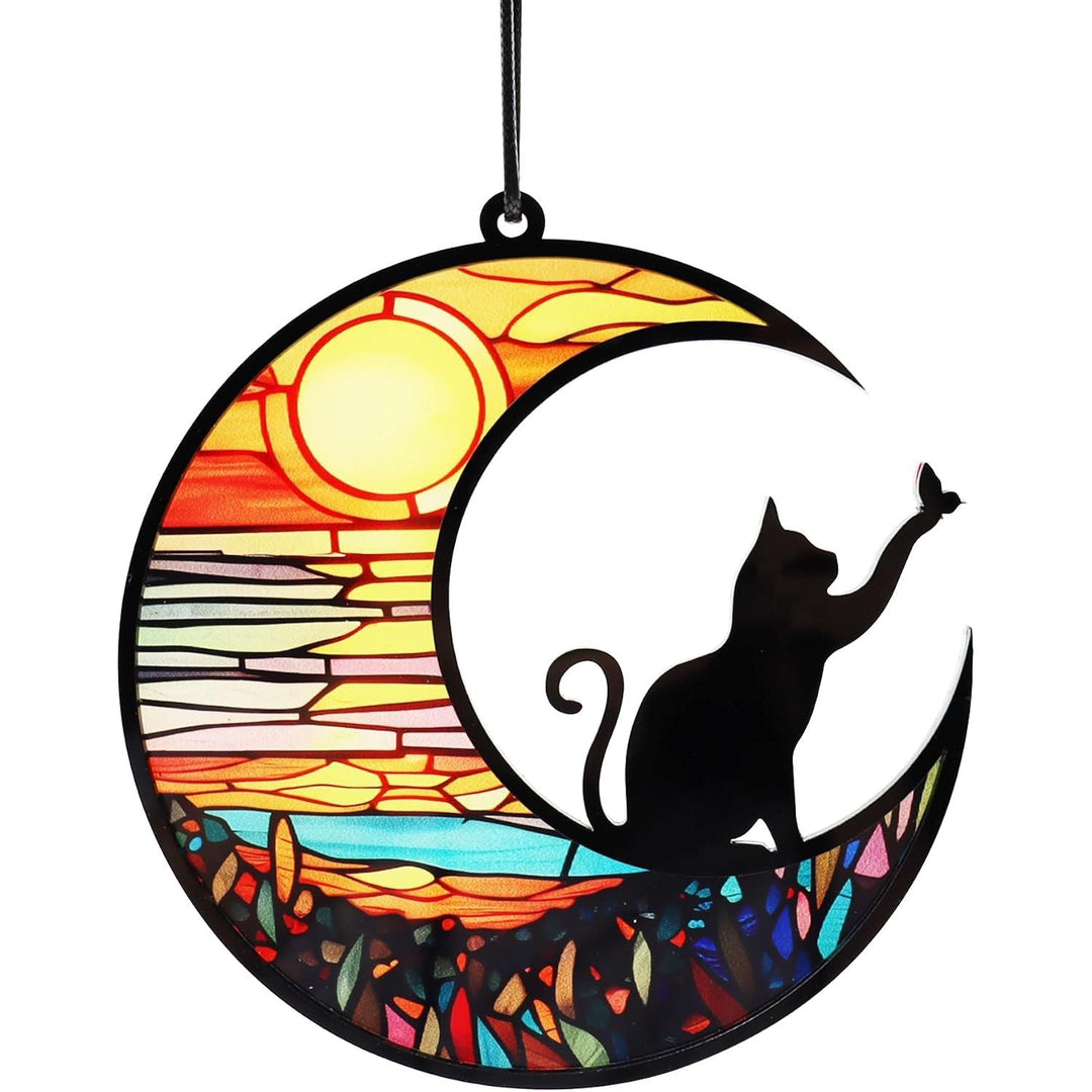 Cat-on-Moon Memorial Hanging Ornament, 12 cm - Just Closeouts Canada Inc.X004URLC89