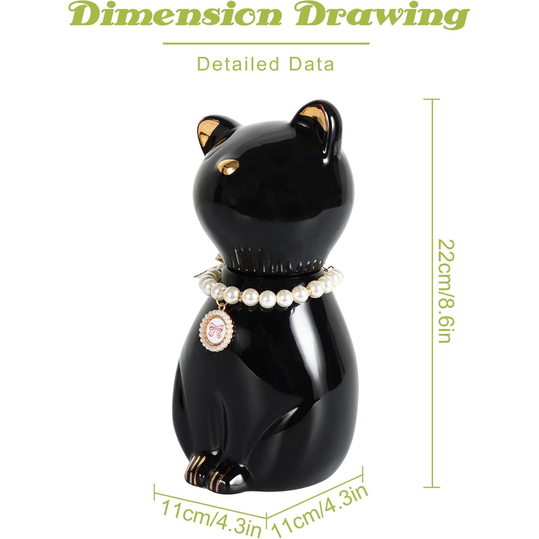 Cat Urns for Ashes, Elegant Ceramics Pets Cremation Keepsake, Black Pet Urns for Cats Memorial Box with Personalized Necklace (20lbs) - Just Closeouts Canada Inc.